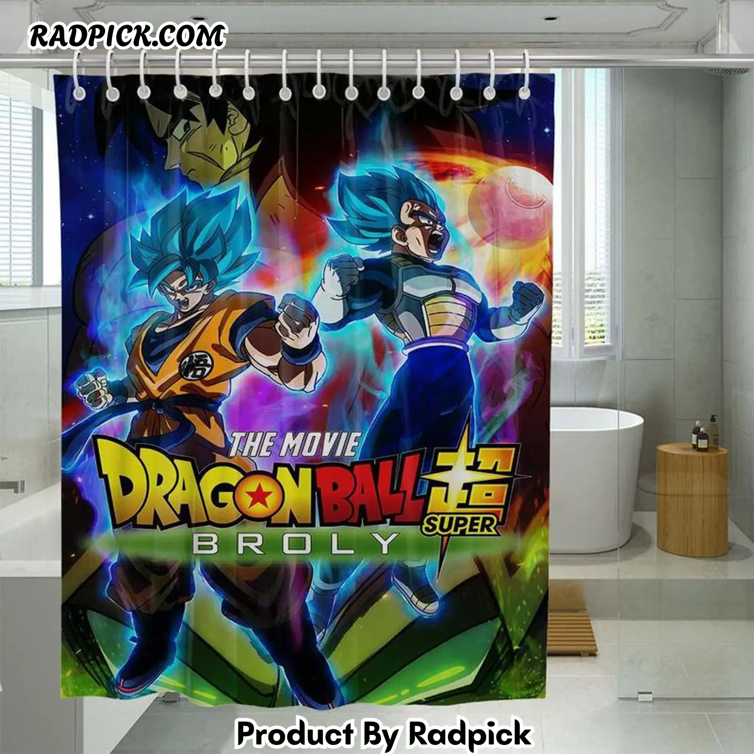 The movie dragon ball super brolyanimeshower curtain set for bathroom decor gift for movie lover rp38786